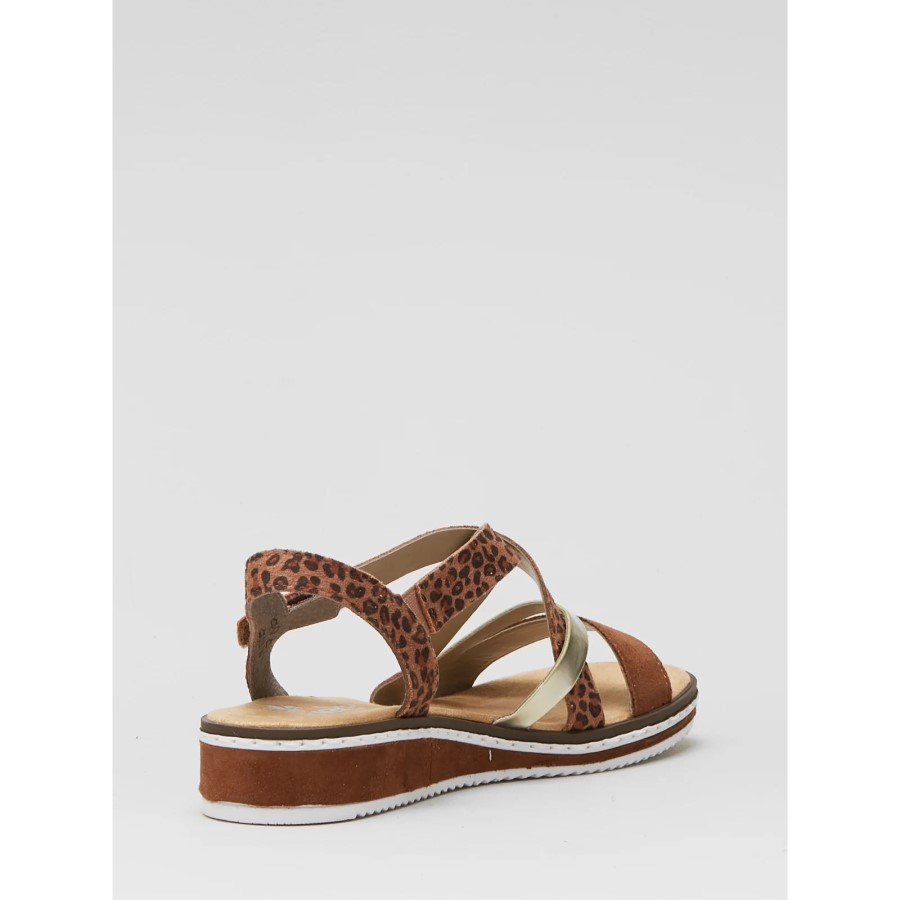 Sandală Maro Cu Curele încrucișate Rieker