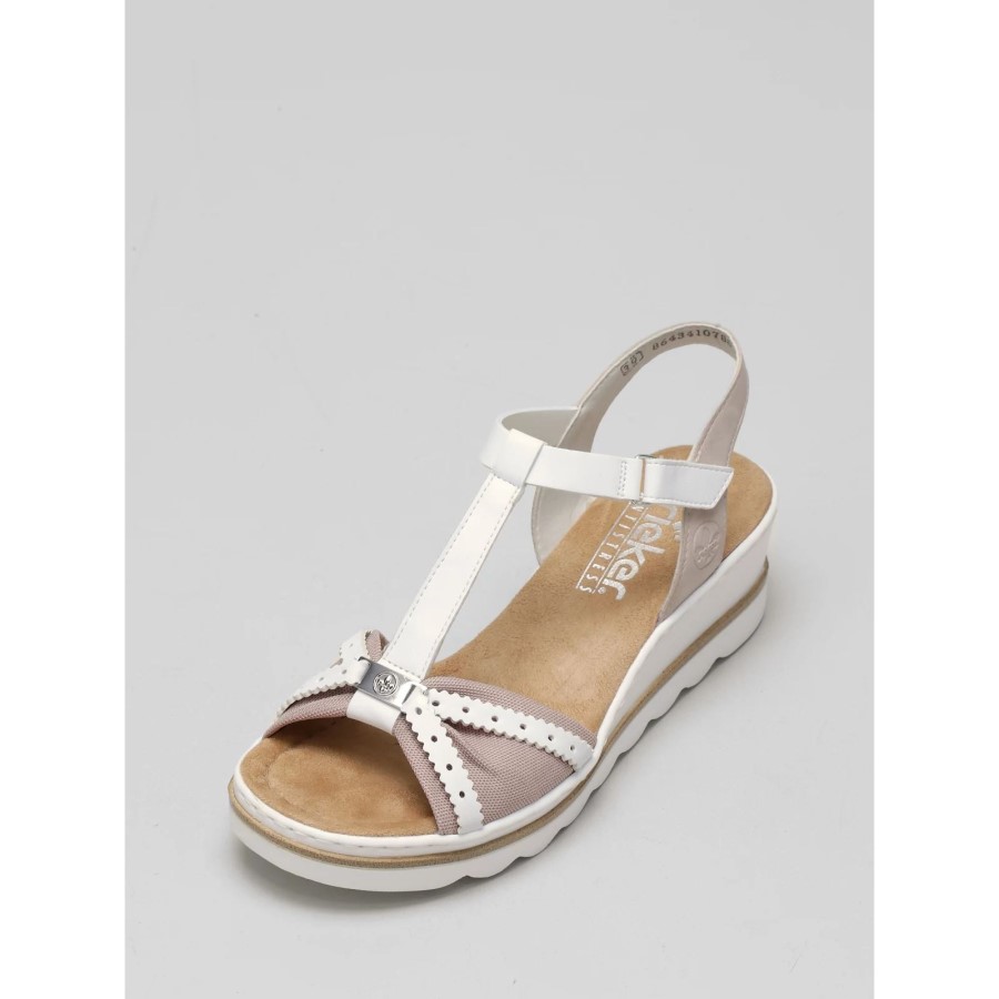 Sandală Rieker Roz Cu Detaliu Lazer Cut