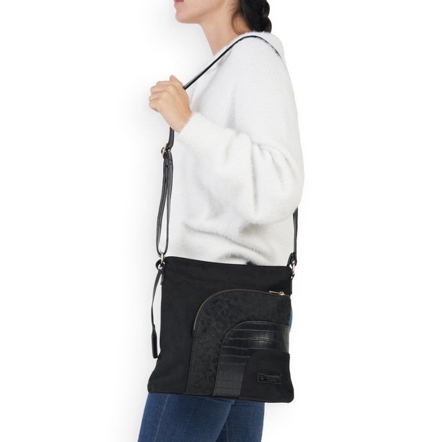 Rieker Black Remonte Q0705-02 Femei Geanta Neagra Cu Fermoar