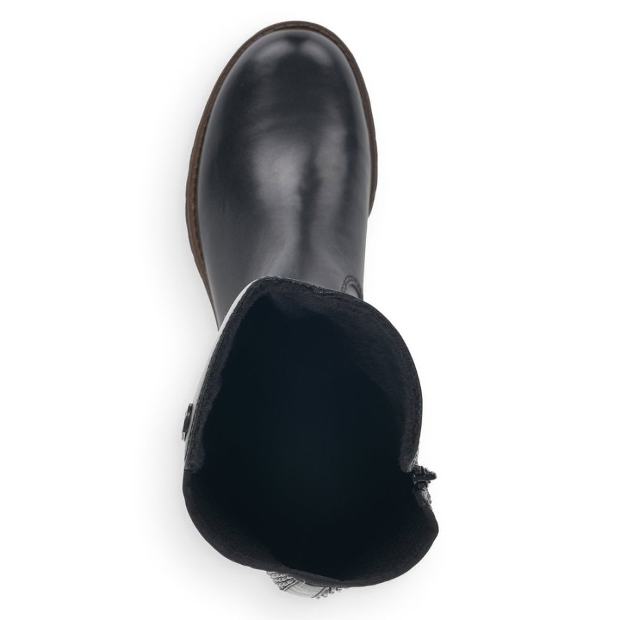 Black Rieker 78592-00 Femei Cizme Negre Până La Genunchi