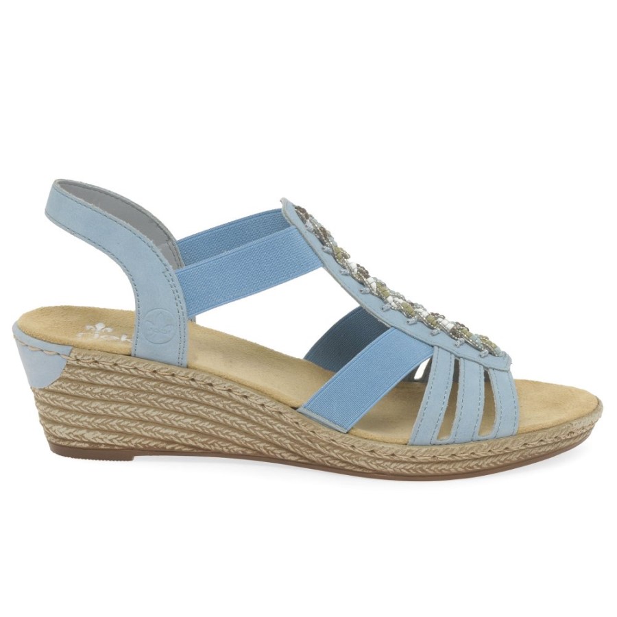 Sandale Pentru Femei Azur Rieker Almada Cu Toc Cu Pană