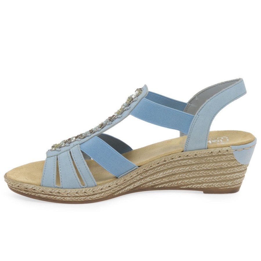 Sandale Pentru Femei Azur Rieker Almada Cu Toc Cu Pană