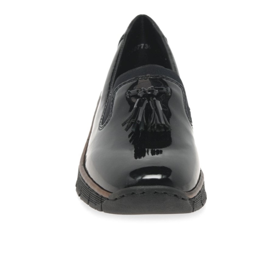 Mocasini Cu Ciucuri Pentru Femei Rieker Gleam Negri