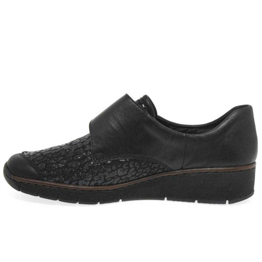 Pantofi De Damă Black Rieker Merry, Cu închidere Cu Bandă Riptape