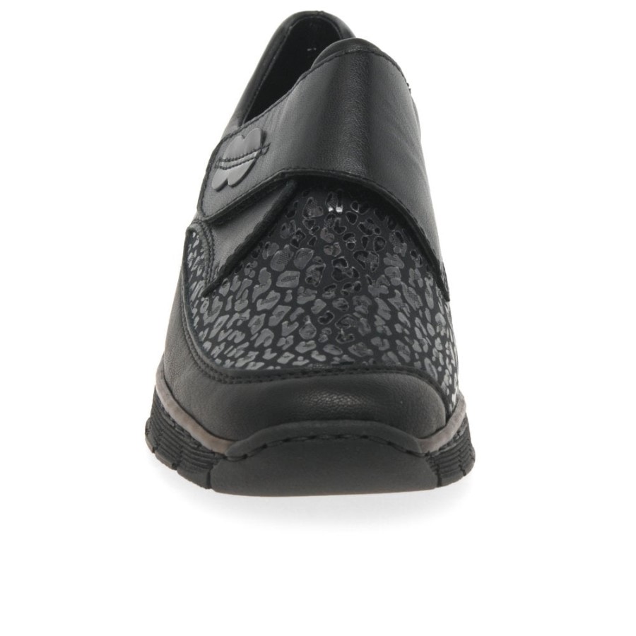 Pantofi De Damă Black Rieker Merry, Cu închidere Cu Bandă Riptape