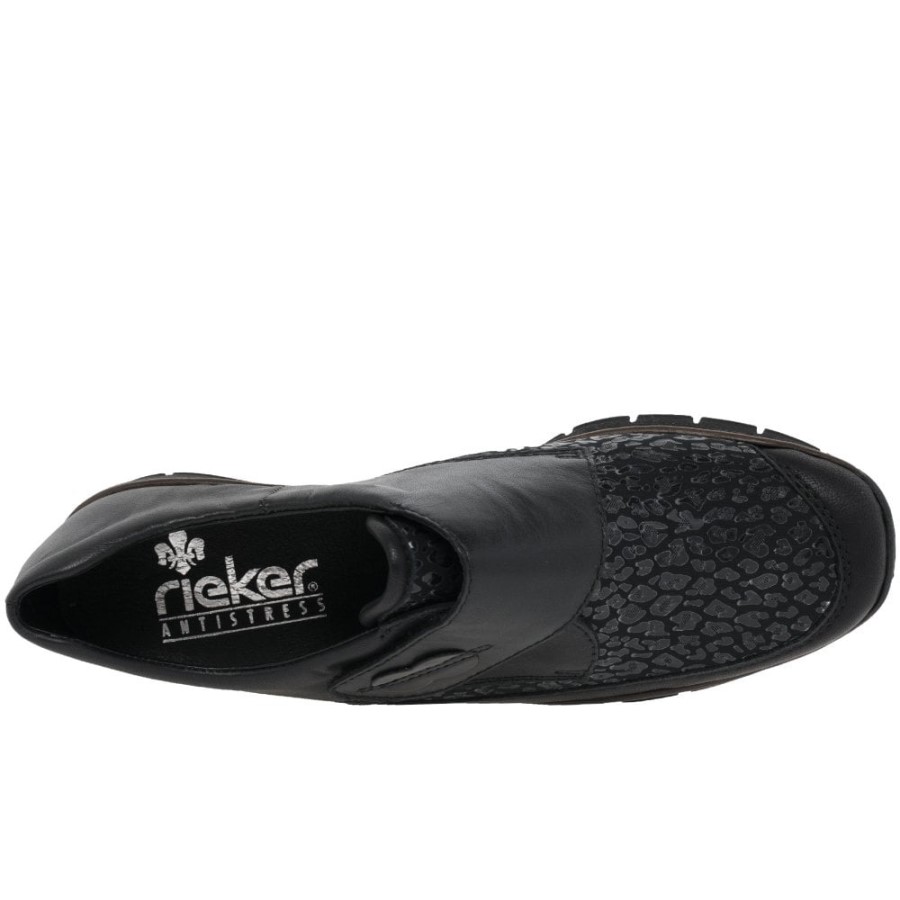 Pantofi De Damă Black Rieker Merry, Cu închidere Cu Bandă Riptape