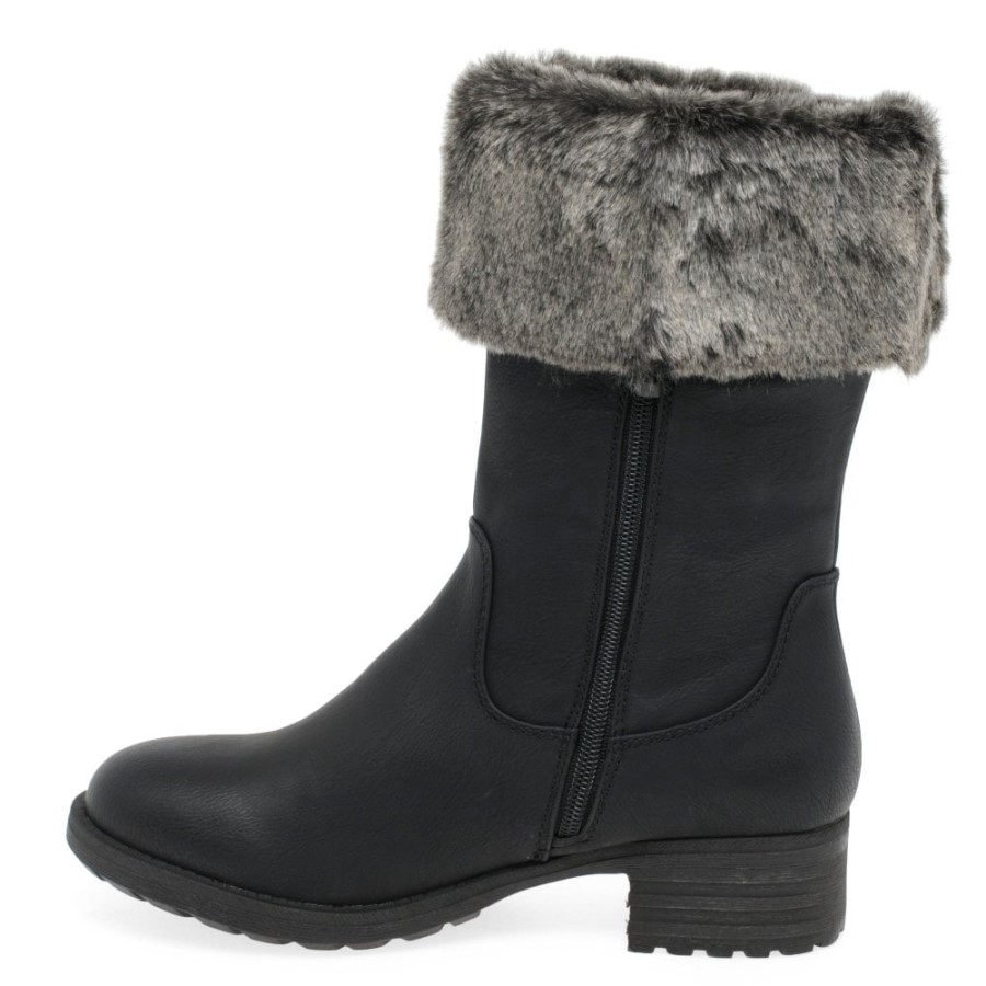 Cizme Negre Rieker Newam Pentru Femei Rezistente La Apa Cu Garnituri Din Blana Artificiala