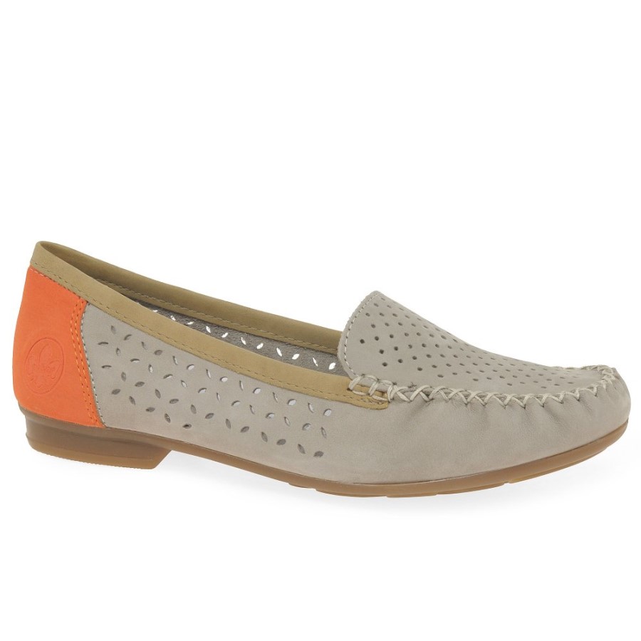 Mocasini De Damă Cloud Rieker Peggy Cu Detalii Perforate