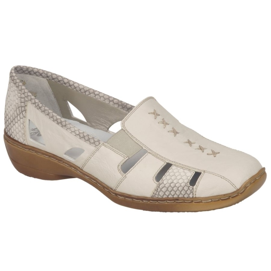 Cream Rieker Denise Slip On Vamp Pantofi