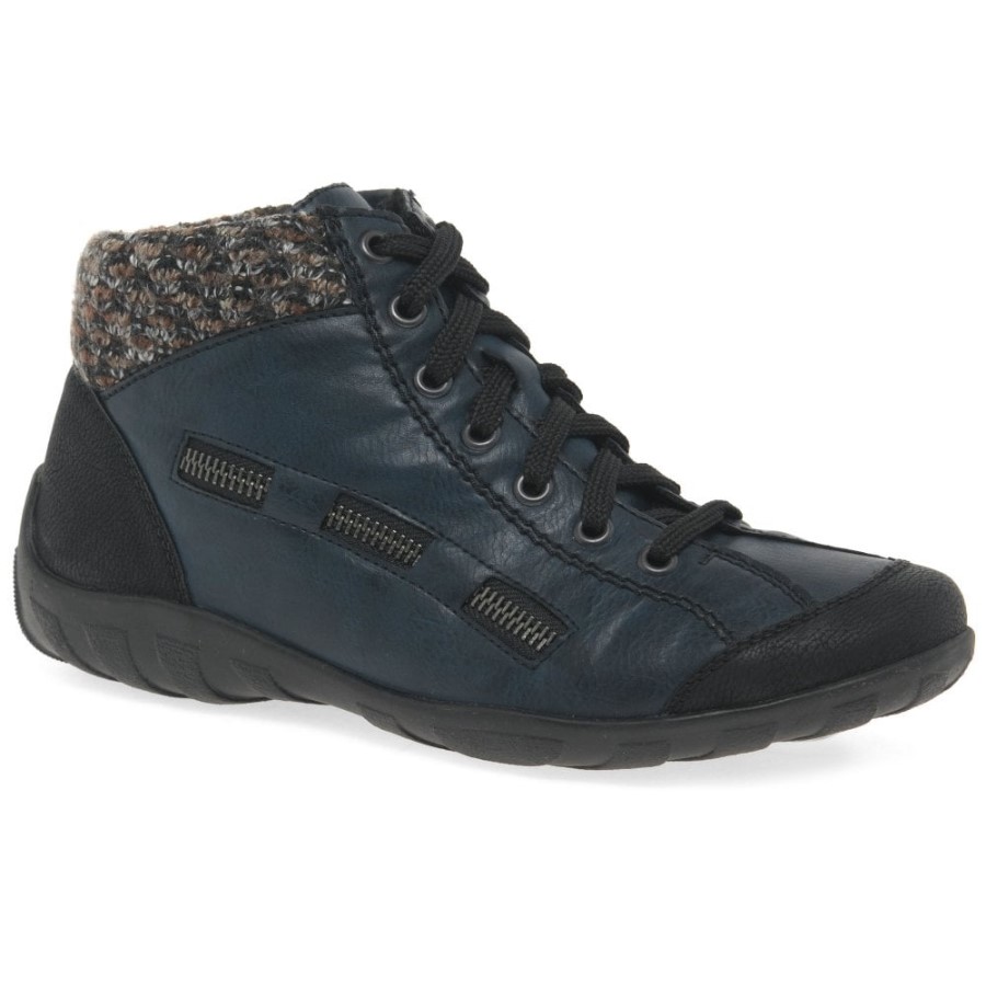 Botine De Damă Casual Cu Fermoar și Dantelă Rieker Jinnie Bleumarin