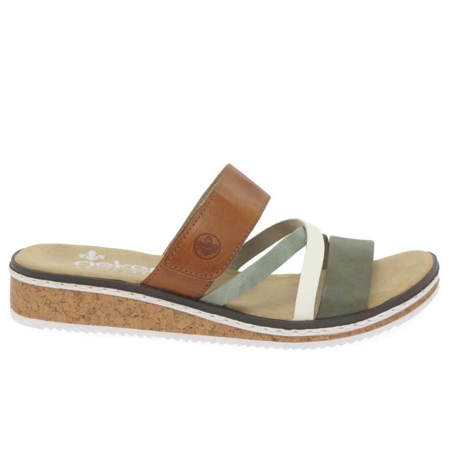 Sandale Cu Pană Joasă Pentru Femei Olive Rieker Faye