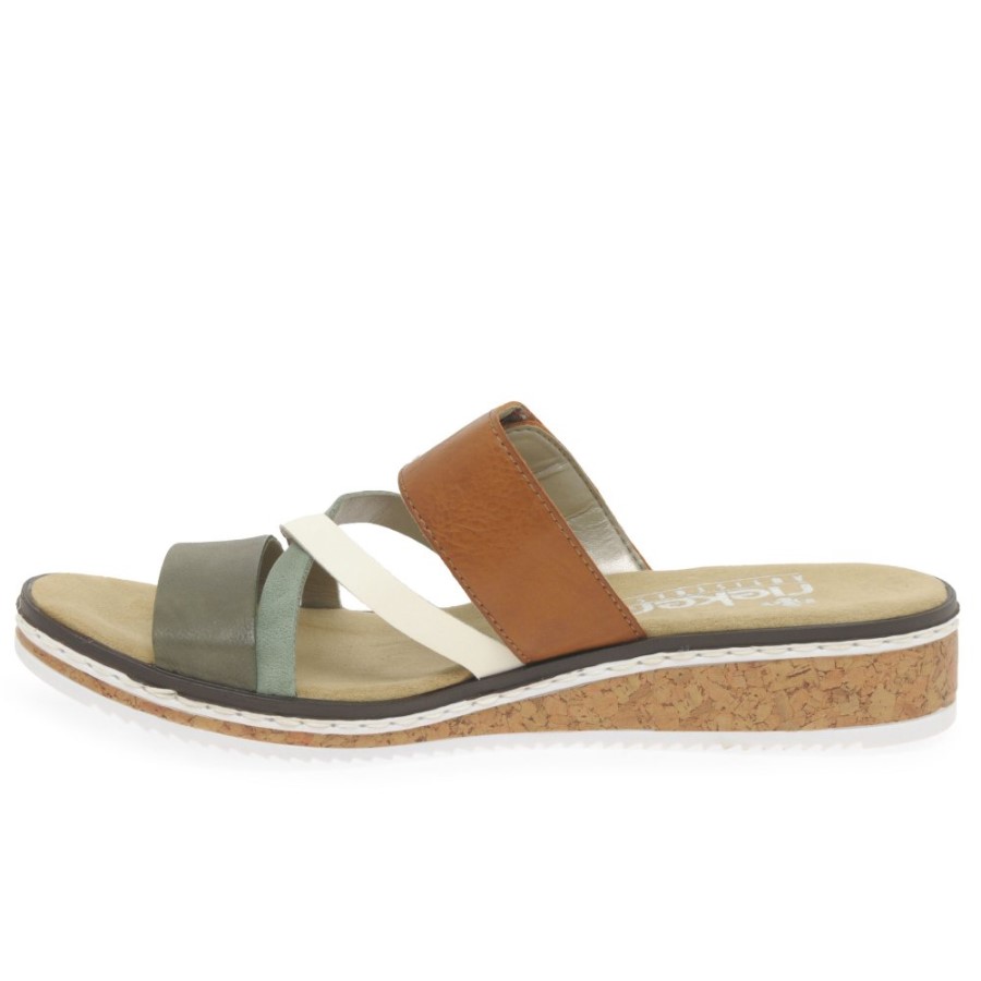 Sandale Cu Pană Joasă Pentru Femei Olive Rieker Faye