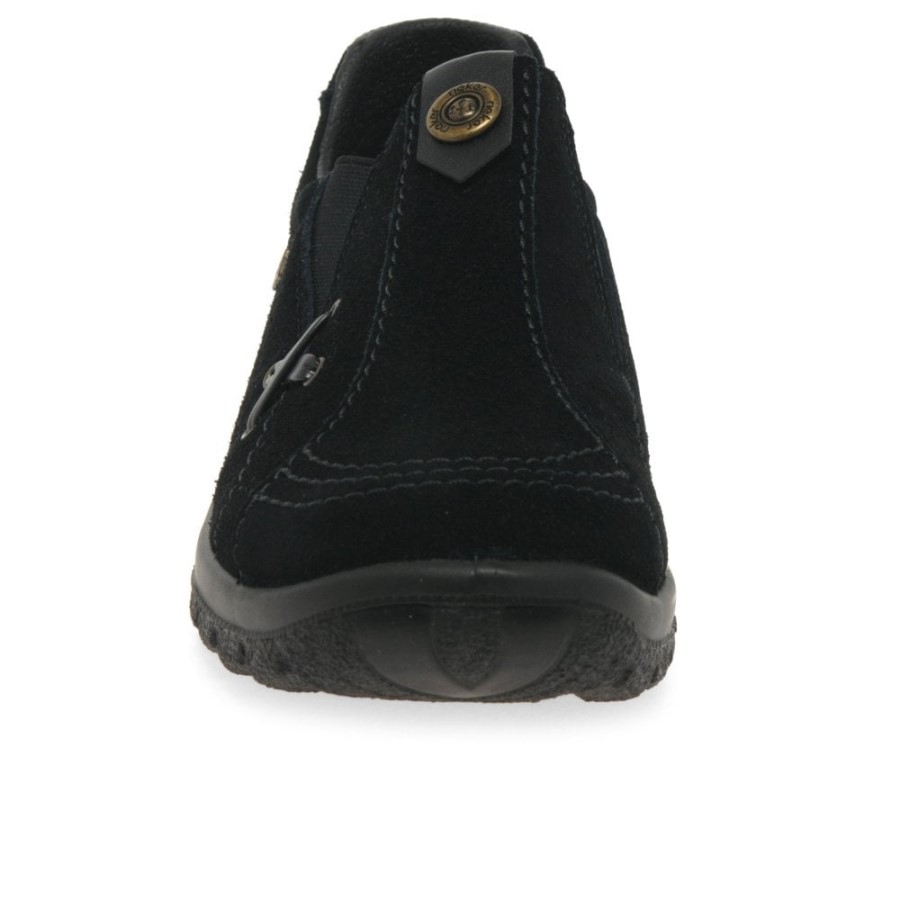 Mocasini Casual Din Piele Intoarsa Pentru Femei Rieker Emilia Negri