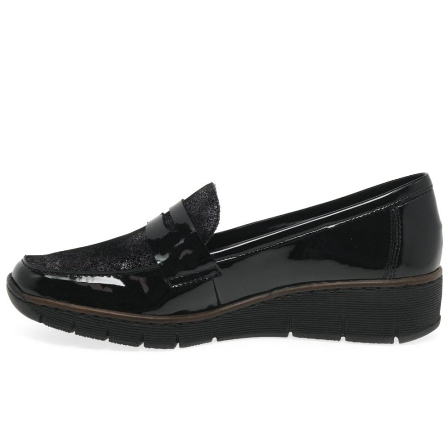 Pantofi Casual Dama Rieker Glisten Negri