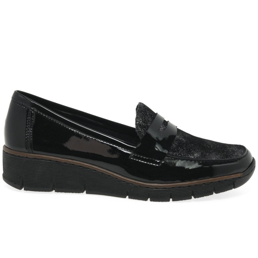 Pantofi Casual Dama Rieker Glisten Negri