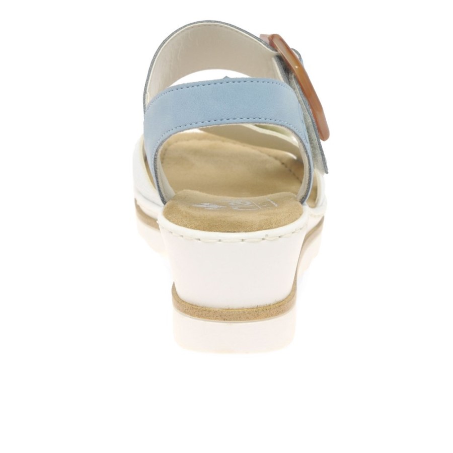 Sandale De Damă Rieker Jena Cu Toc Pană Alb