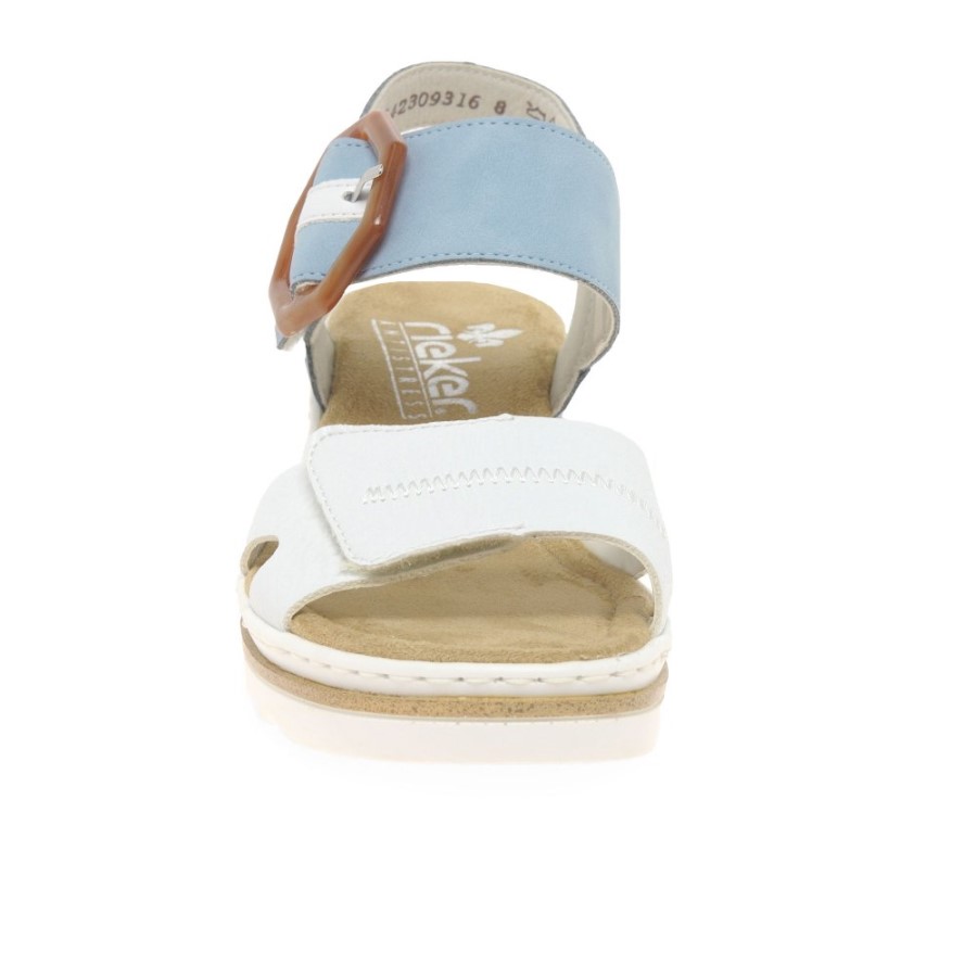 Sandale De Damă Rieker Jena Cu Toc Pană Alb