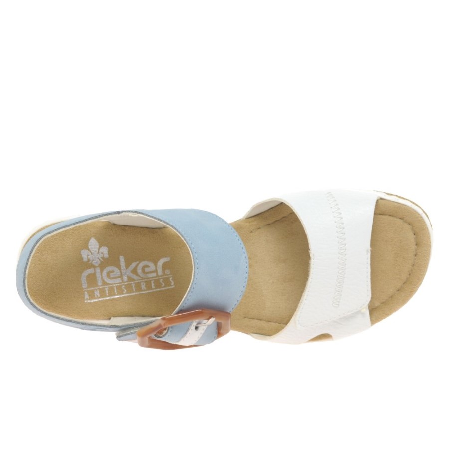 Sandale De Damă Rieker Jena Cu Toc Pană Alb