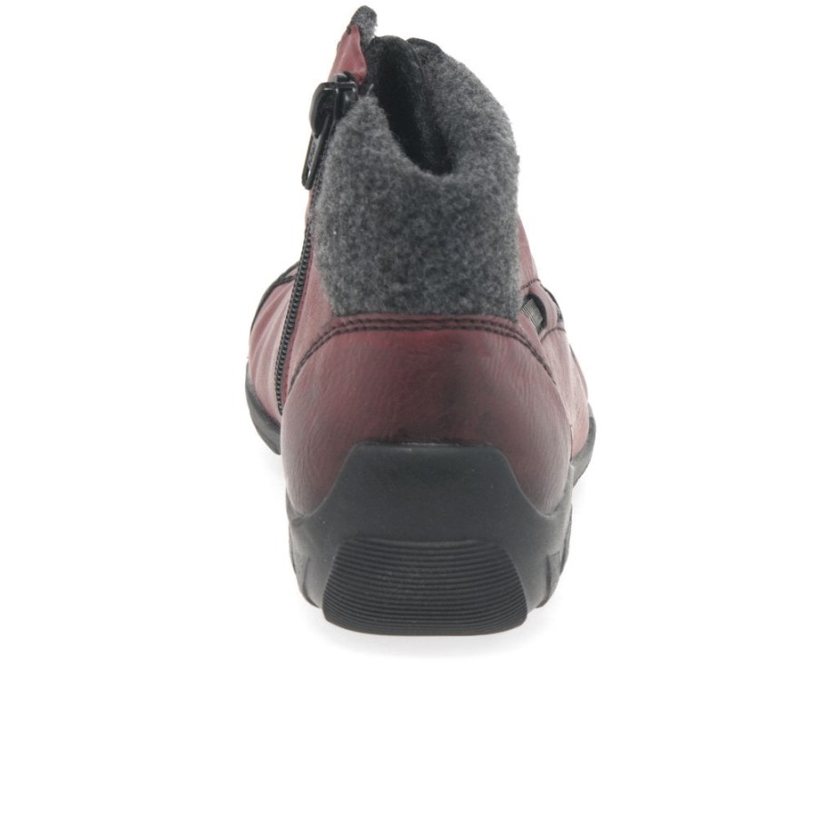 Rieker Jinnie Botine Casual Cu Fermoar și Dantelă Wine