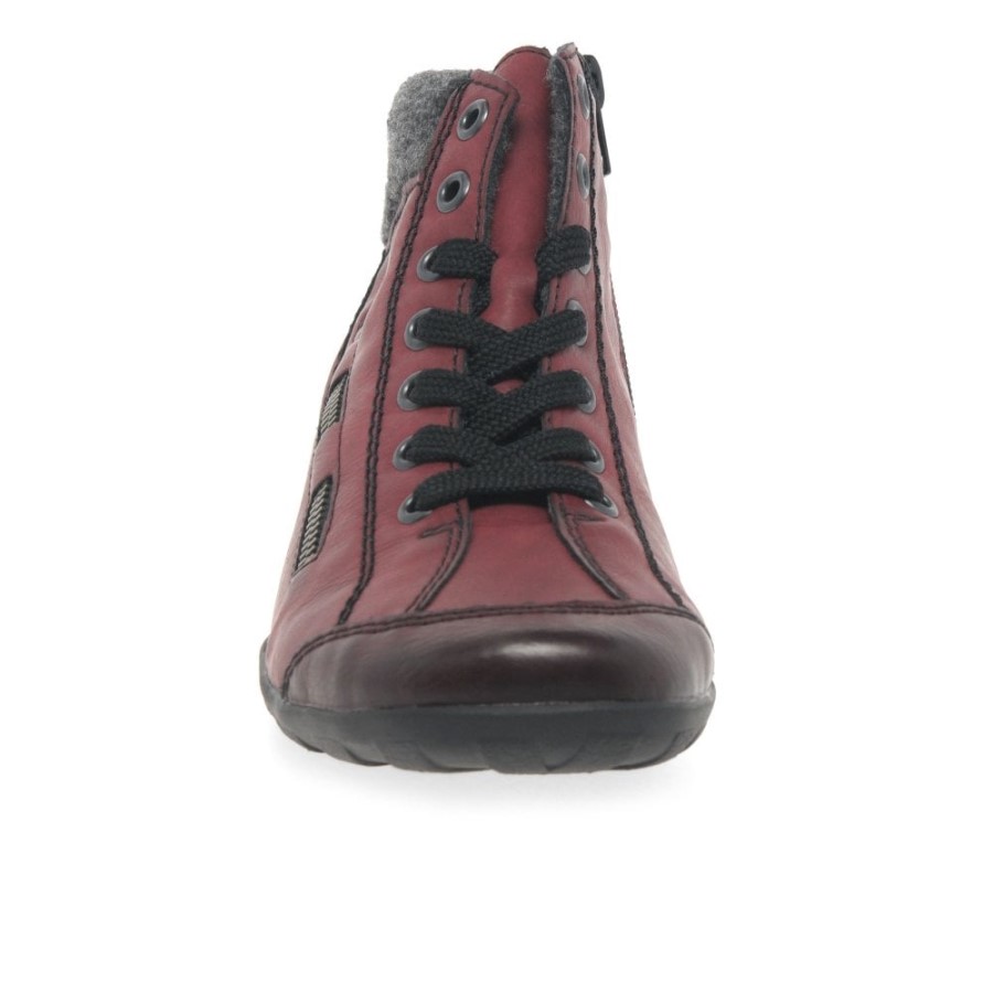 Rieker Jinnie Botine Casual Cu Fermoar și Dantelă Wine