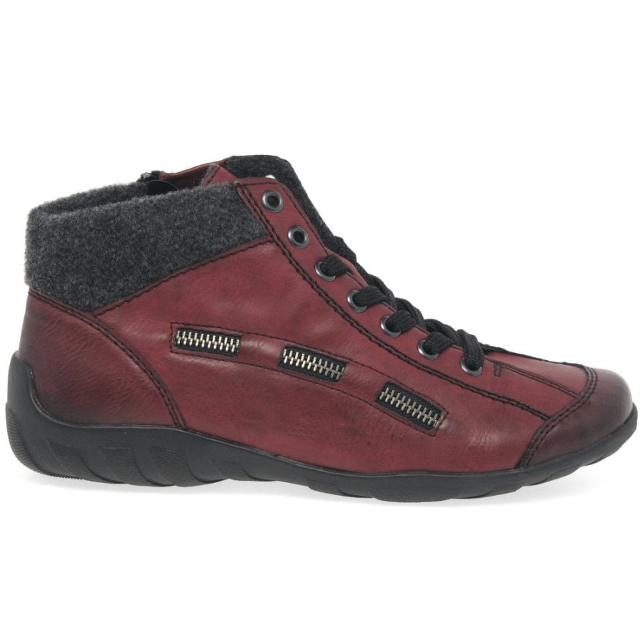 Rieker Jinnie Botine Casual Cu Fermoar și Dantelă Wine