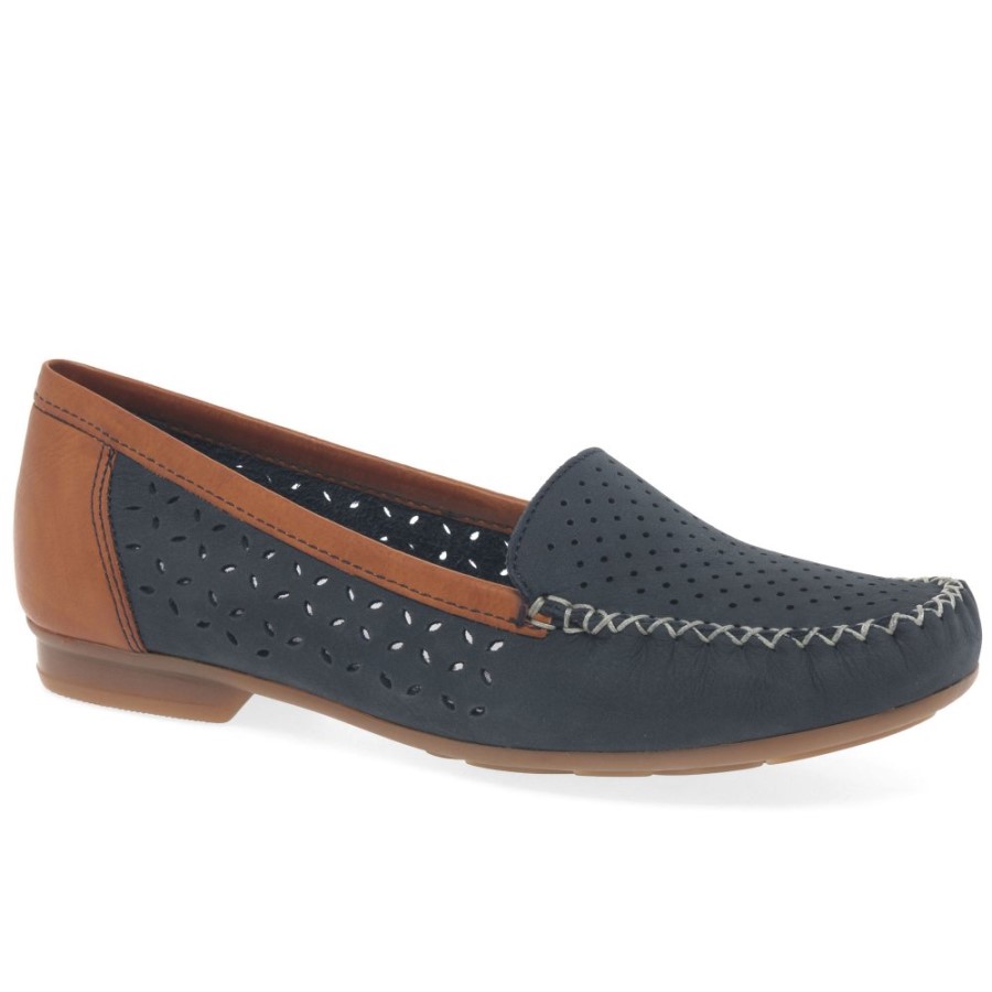 Mocasini Rieker Peggy Pentru Damă, Cu Detaliu Perforat, Nubuc