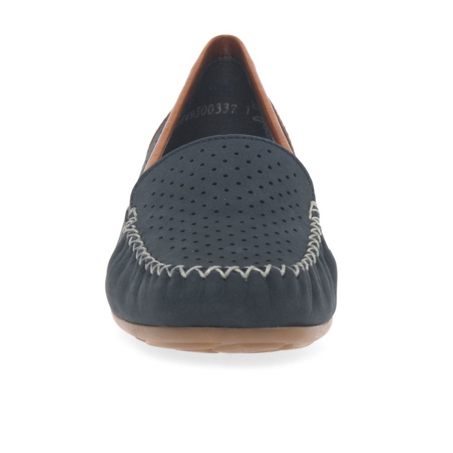 Mocasini Rieker Peggy Pentru Damă, Cu Detaliu Perforat, Nubuc