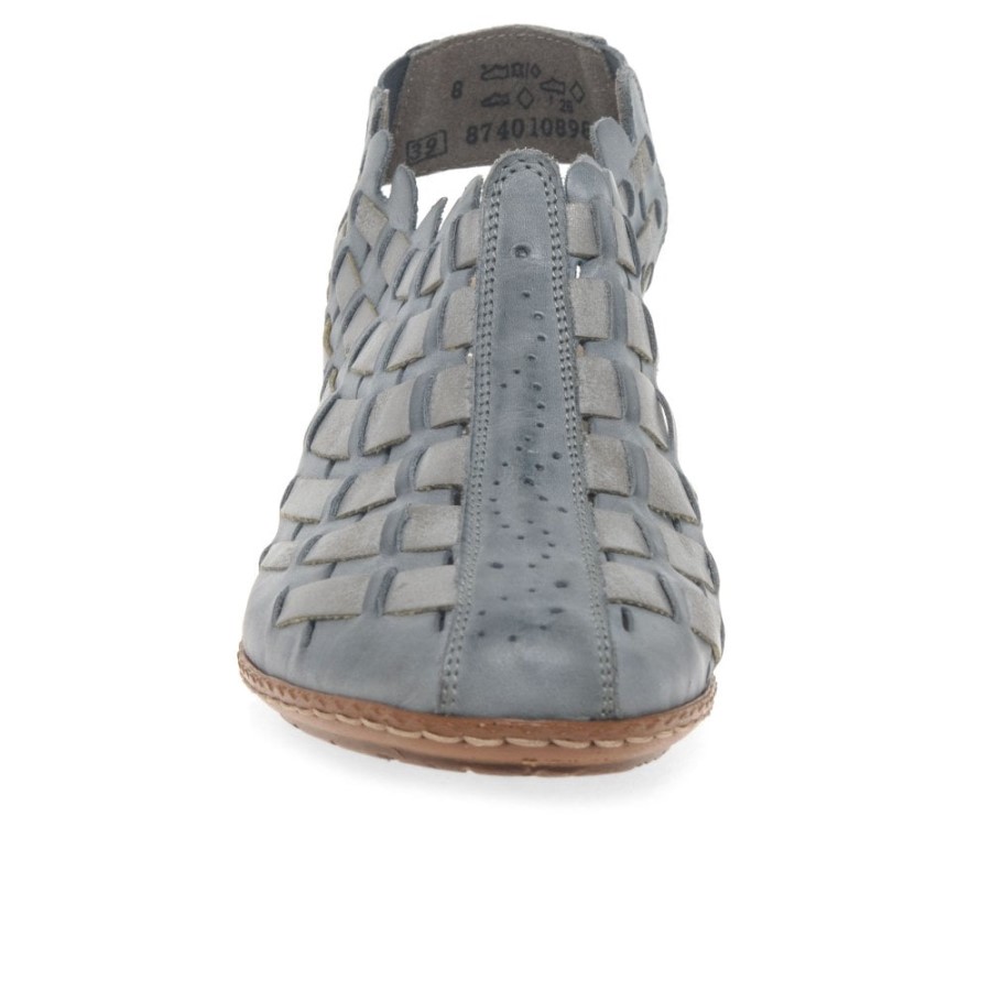 Rieker Sina Pantofi Cu Toc Impletit Din Piele Azur