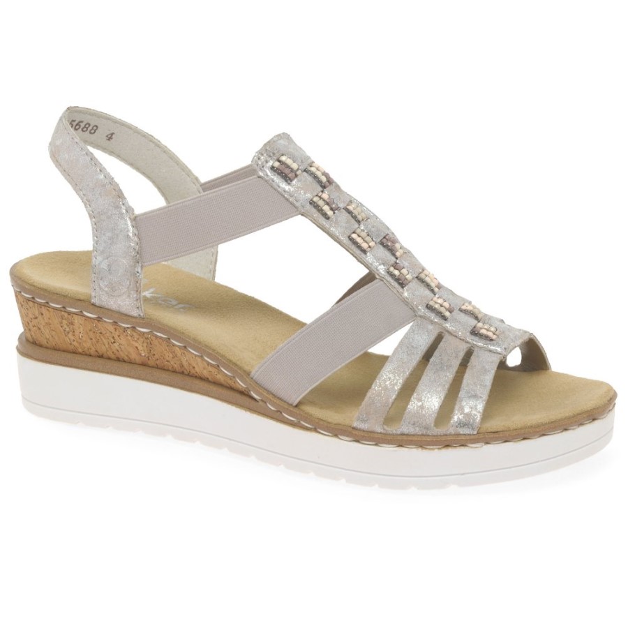 Sandale Dama Rieker Sorella Cu Toc Pane Rose