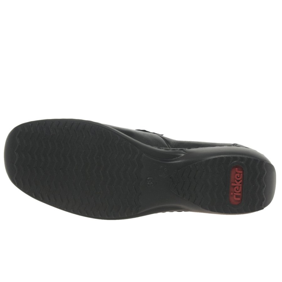 Rieker Eleganta Doamnelor Cu Bandă De închidere Pantofi Piele Negru