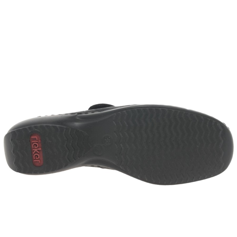 Rieker Eleganta Doamnelor Cu Bandă De închidere Pantofi Piele Negru