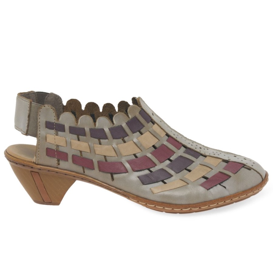 Pantofi Cu Toc țesuți Din Piele Stone Rieker Sina