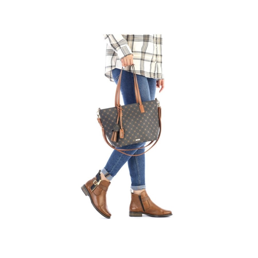 Rieker H1305-00 Geanta Neagra Cu Fermoar Femei Negru