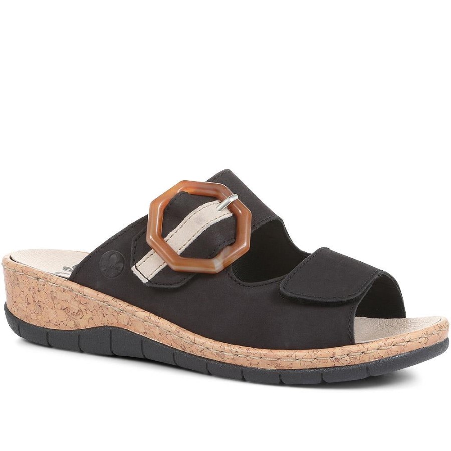 Sandale Mule Reglabile Rieker Negre