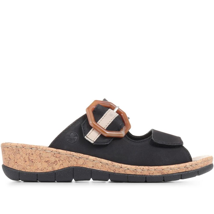 Sandale Mule Reglabile Rieker Negre