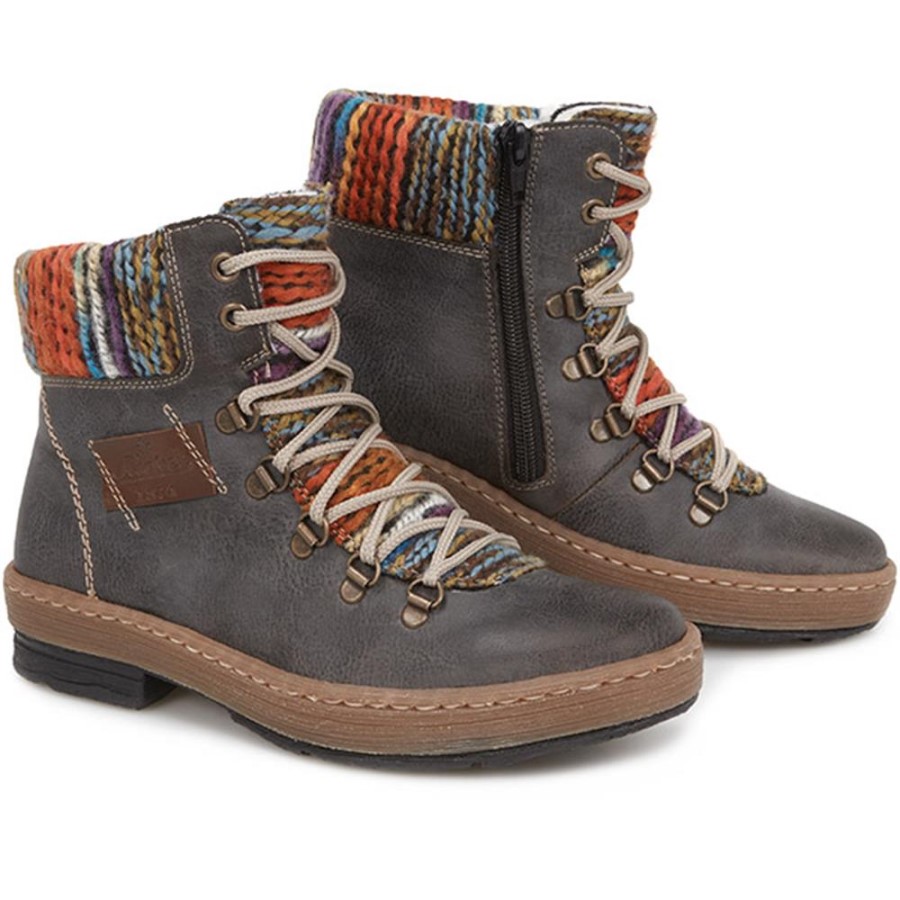 Botine Rieker Albastre Cu șireturi