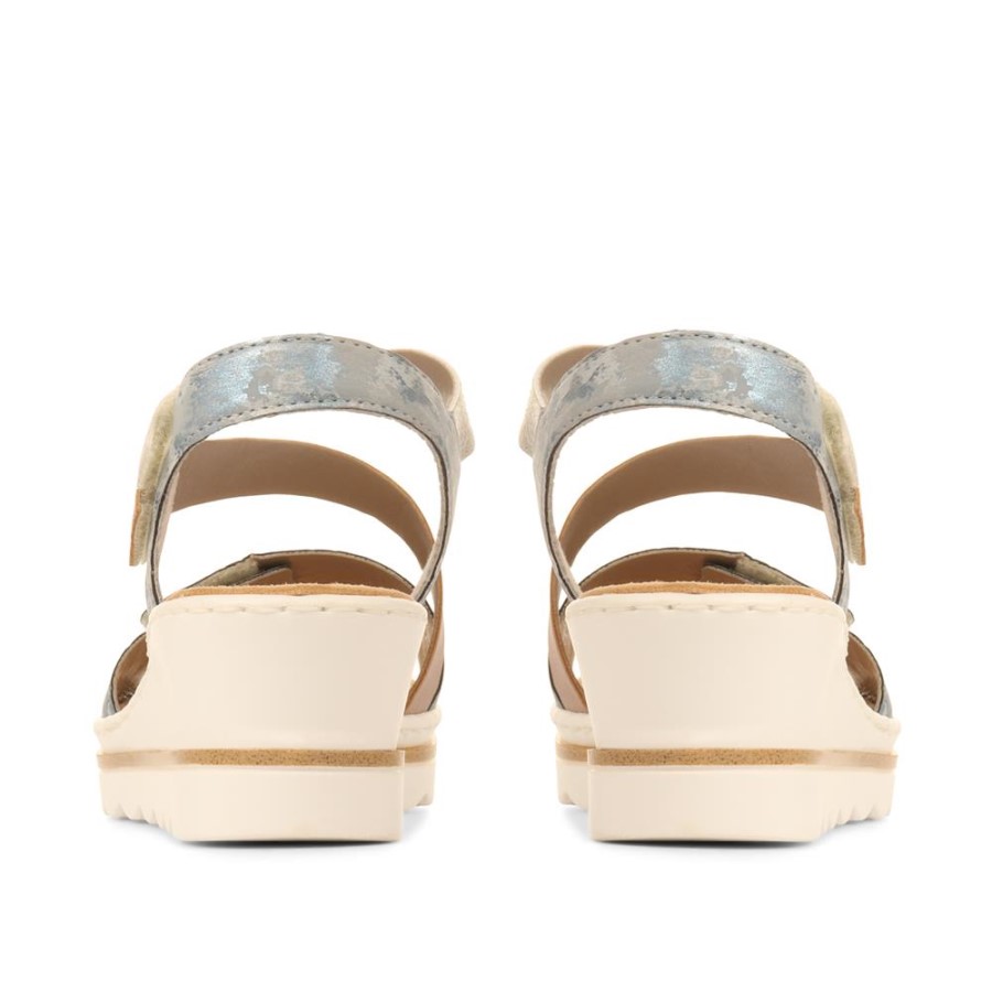 Sandale Cu Pană Multi Reglabile Albastre Rieker