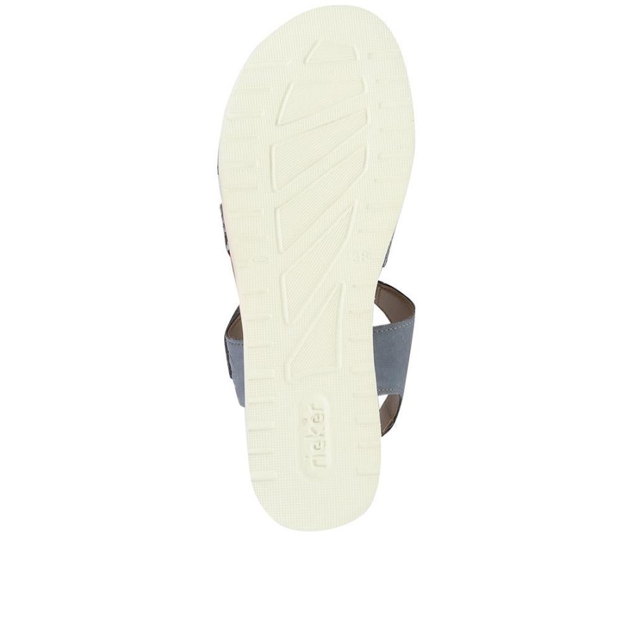Sandale Plate Cu Bretele Albastre Rieker