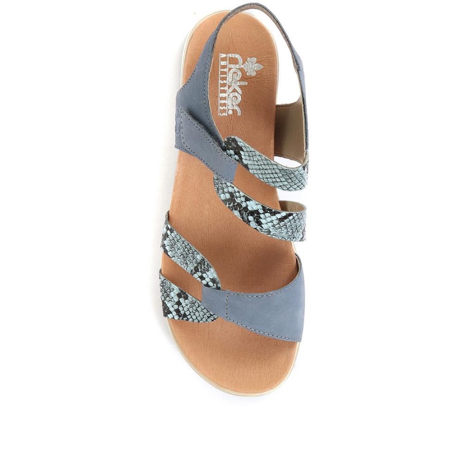 Sandale Plate Cu Bretele Albastre Rieker