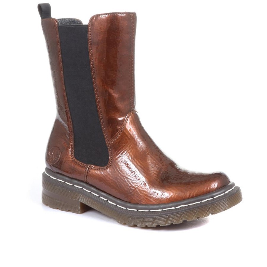 Rieker Chunky Chelsea Boots Bronz Patent