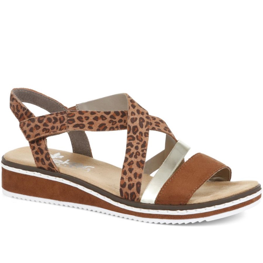 Sandale Rieker Plate Slingback Maro Multiplu