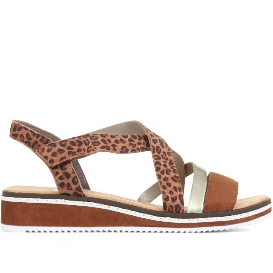 Sandale Rieker Plate Slingback Maro Multiplu