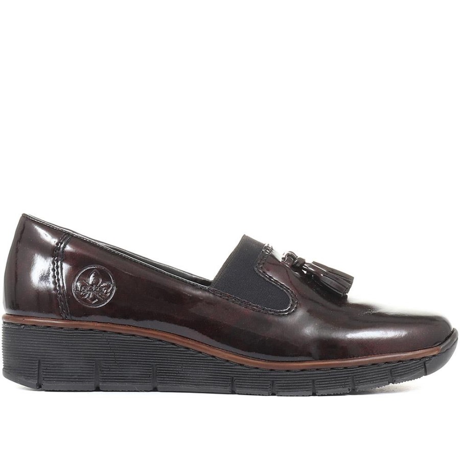 Pantofi Cu Pană Cu Slip-on Rieker, Lavete Visiniu